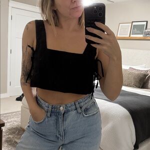 Black Blonde Bali Boutique linen top tie sides